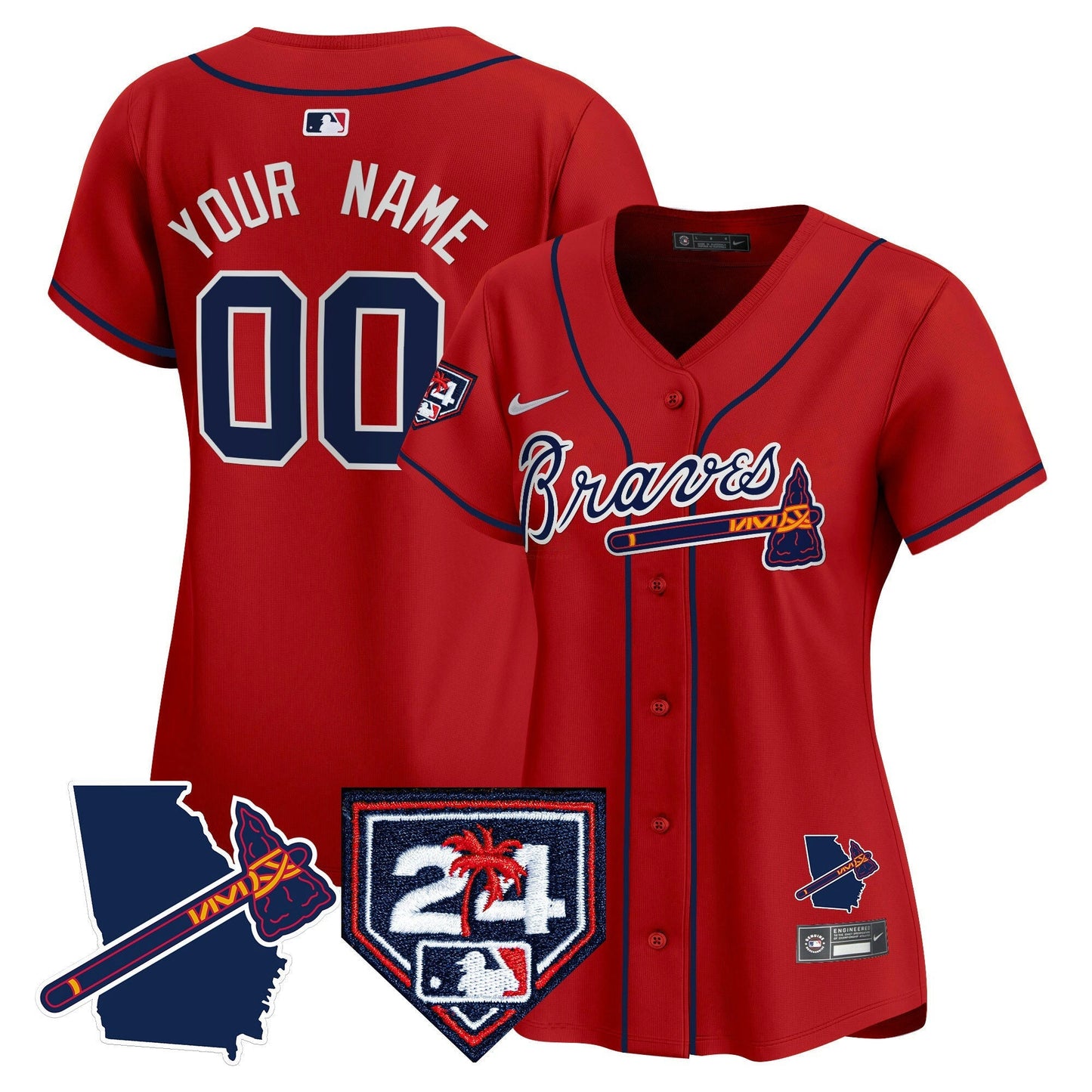 Camisa MLB Atlanta 2024 Spring Training & Georgia Patch Vapor Premier Elite Jersey