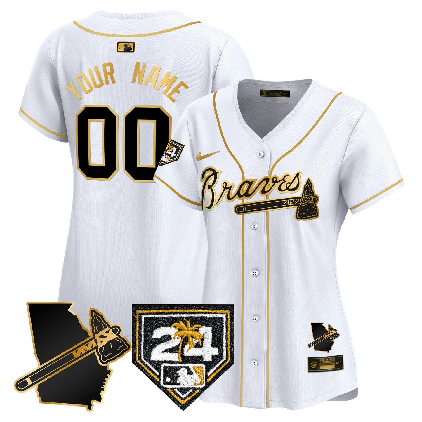 Camisa MLB Atlanta 2024 Spring Training & Georgia Patch Vapor Premier Elite Jersey