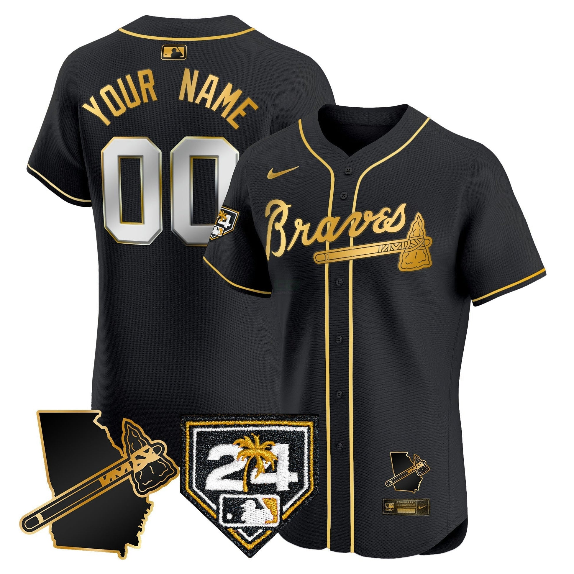 Camisa MLB Atlanta 2024 Spring Training & Georgia Patch Vapor Premier Elite Jersey