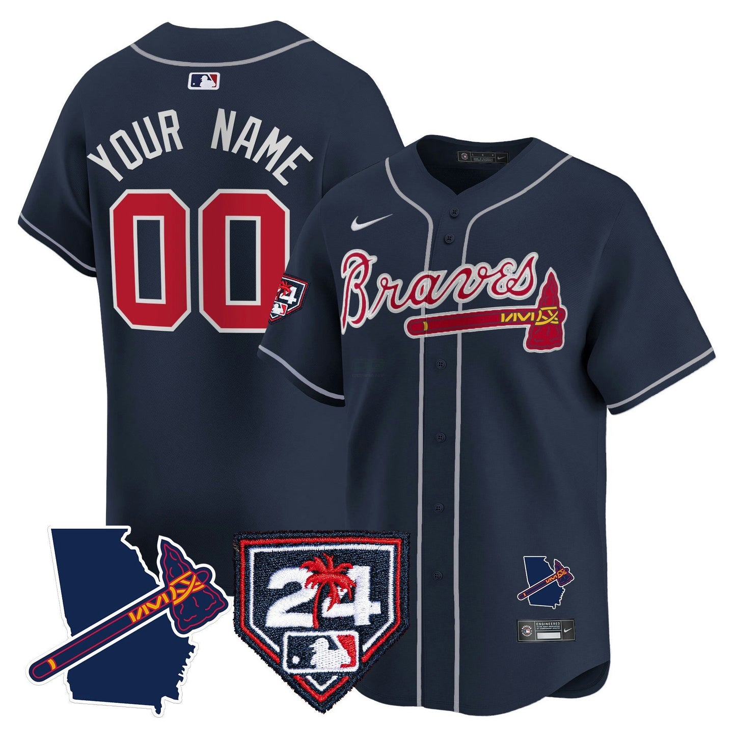 Camisa MLB Atlanta 2024 Spring Training & Georgia Patch Vapor Premier Limited Jersey
