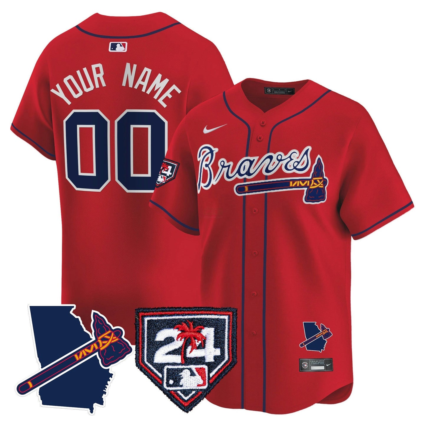Camisa MLB Atlanta 2024 Spring Training & Georgia Patch Vapor Premier Limited Jersey