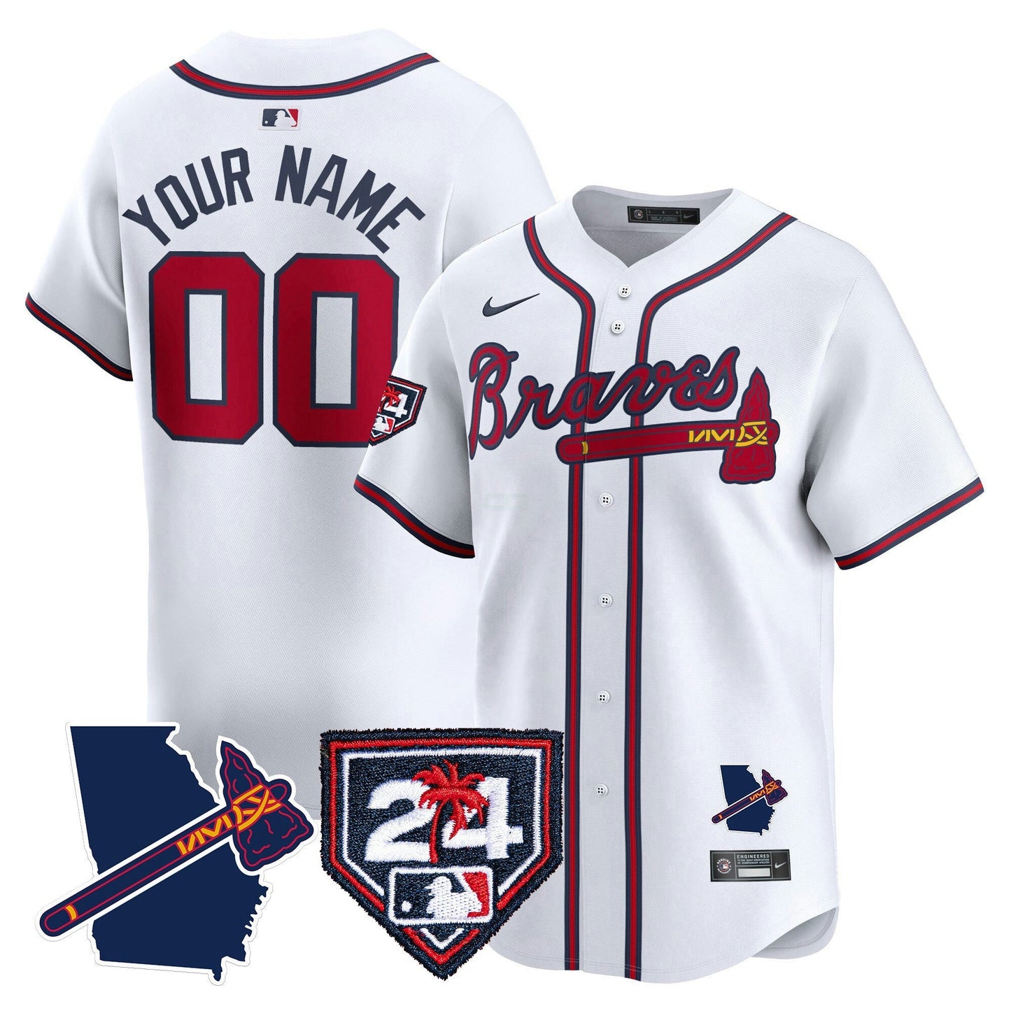 Camisa MLB Atlanta 2024 Spring Training & Georgia Patch Vapor Premier Limited Jersey