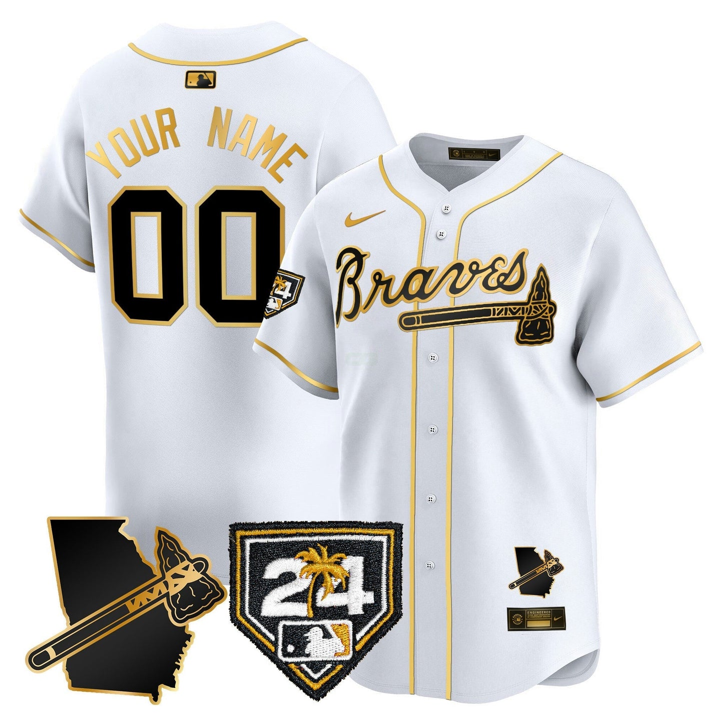 Camisa MLB Atlanta 2024 Spring Training & Georgia Patch Vapor Premier Limited Jersey