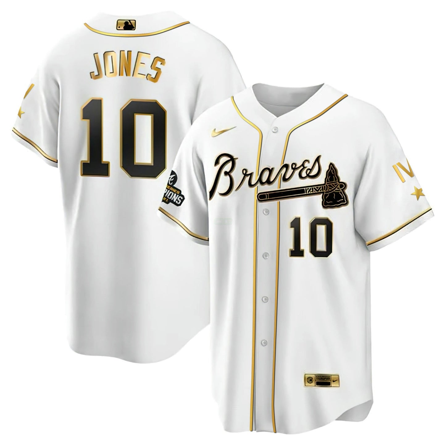 Camisa MLB Atlanta 4x World Series Branca Dourada Jersey Collection