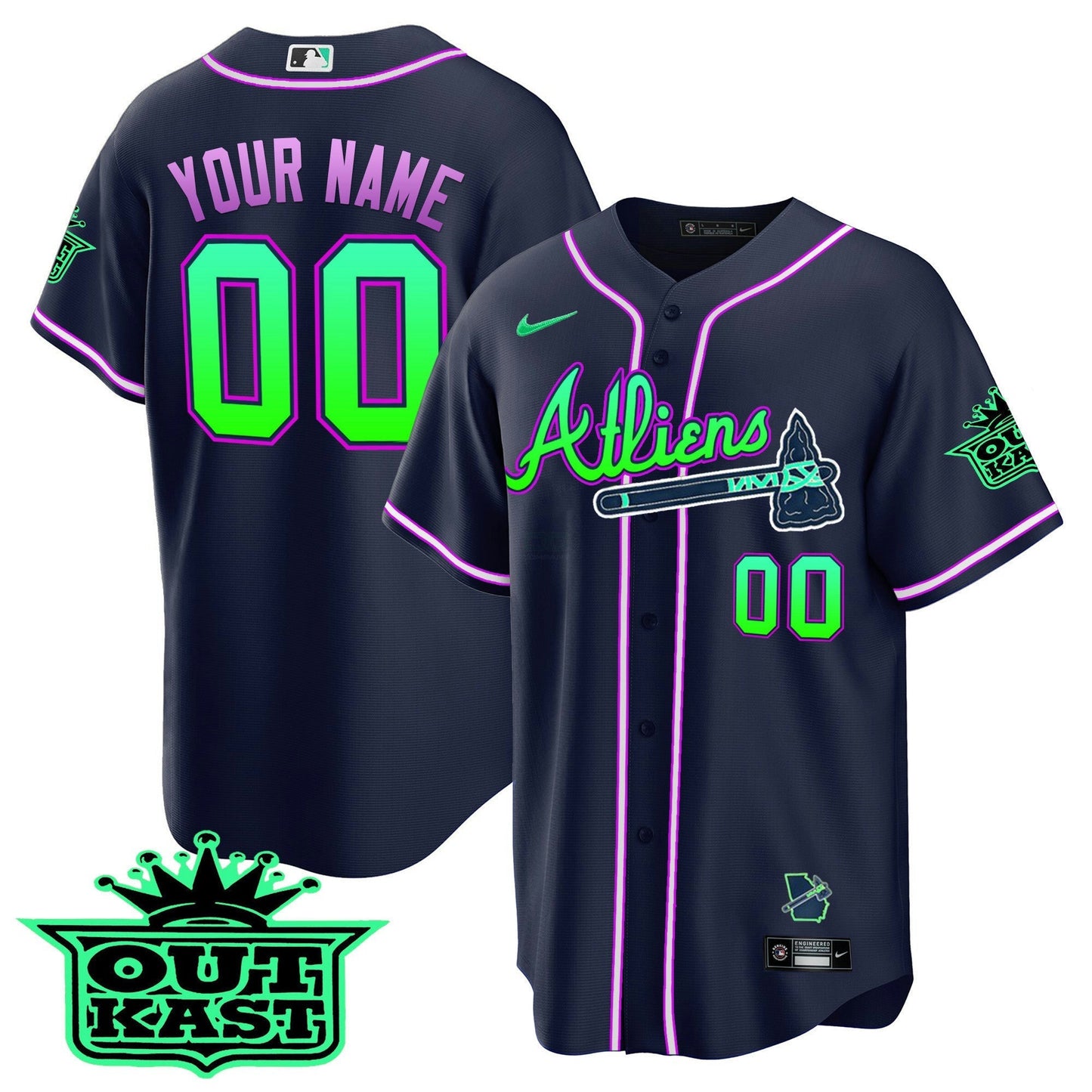 Camisa MLB Atlanta Atliens Cool Base Jersey – Galaxy Version – Stitched