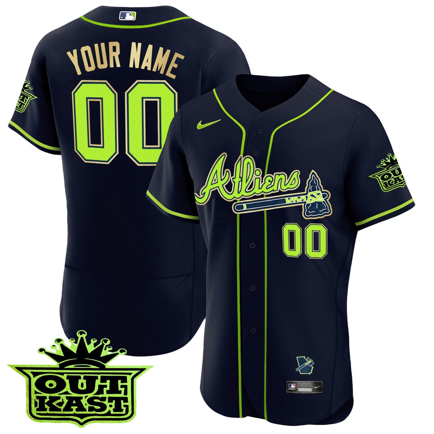 Camisa MLB Atlanta Atliens Flex Base Dourada Trim Jersey
