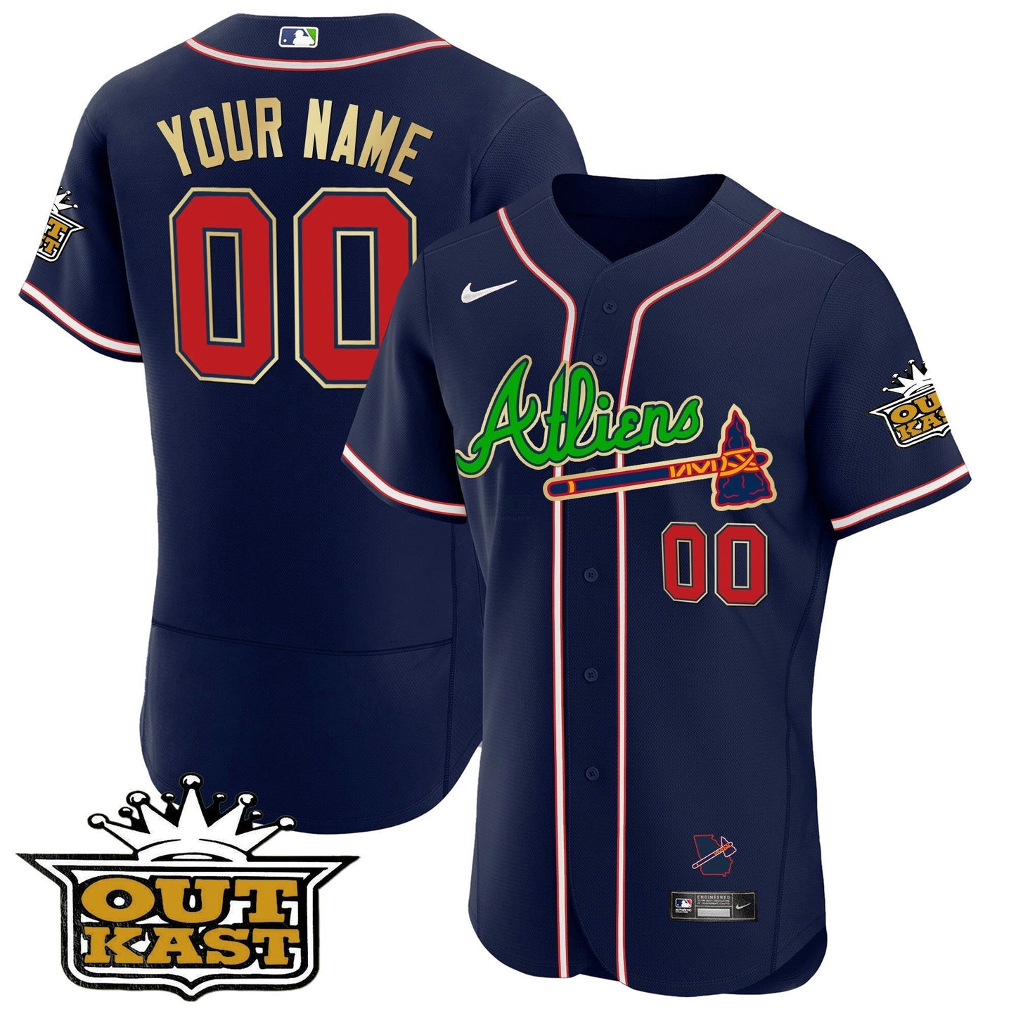 Camisa MLB Atlanta Atliens Flex Base Dourada Trim Jersey