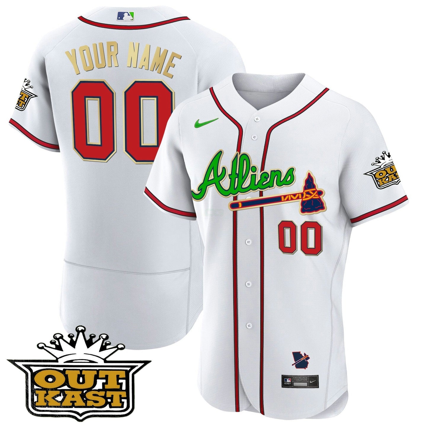 Camisa MLB Atlanta Atliens Flex Base Dourada Trim Jersey