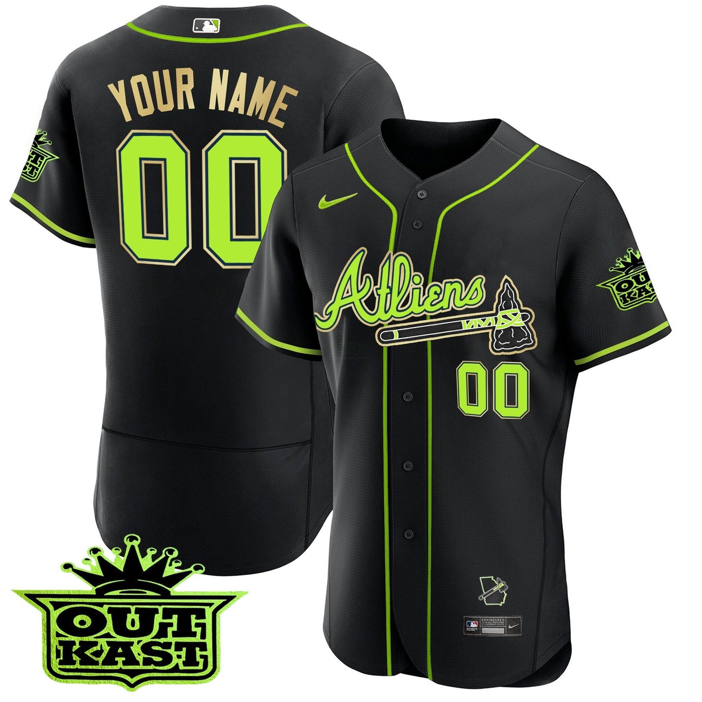 Camisa MLB Atlanta Atliens Flex Base Dourada Trim Jersey