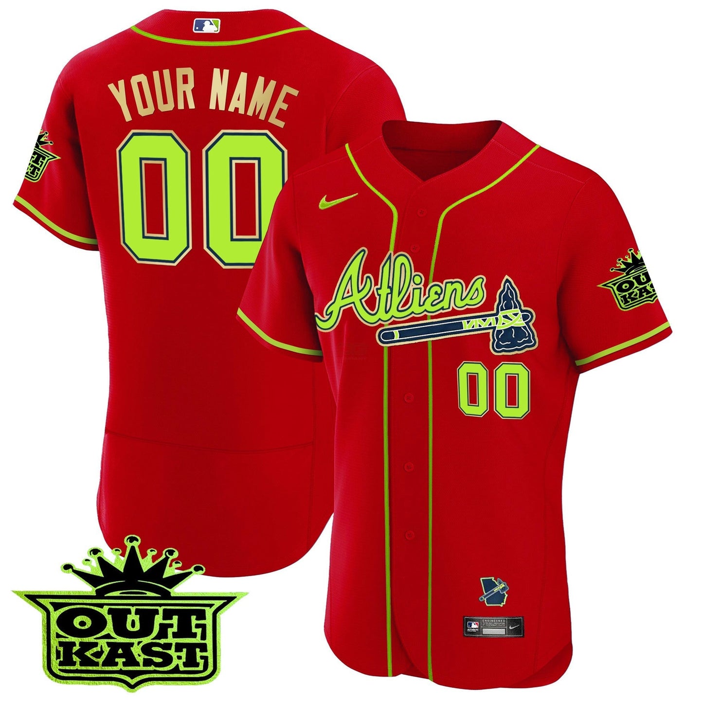 Camisa MLB Atlanta Atliens Flex Base Dourada Trim Jersey