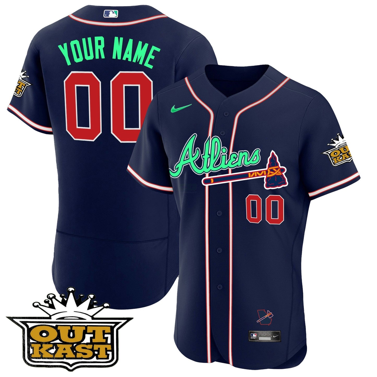 Camisa MLB Atlanta Atliens Flex Base Jersey – Galaxy Version – Stitched