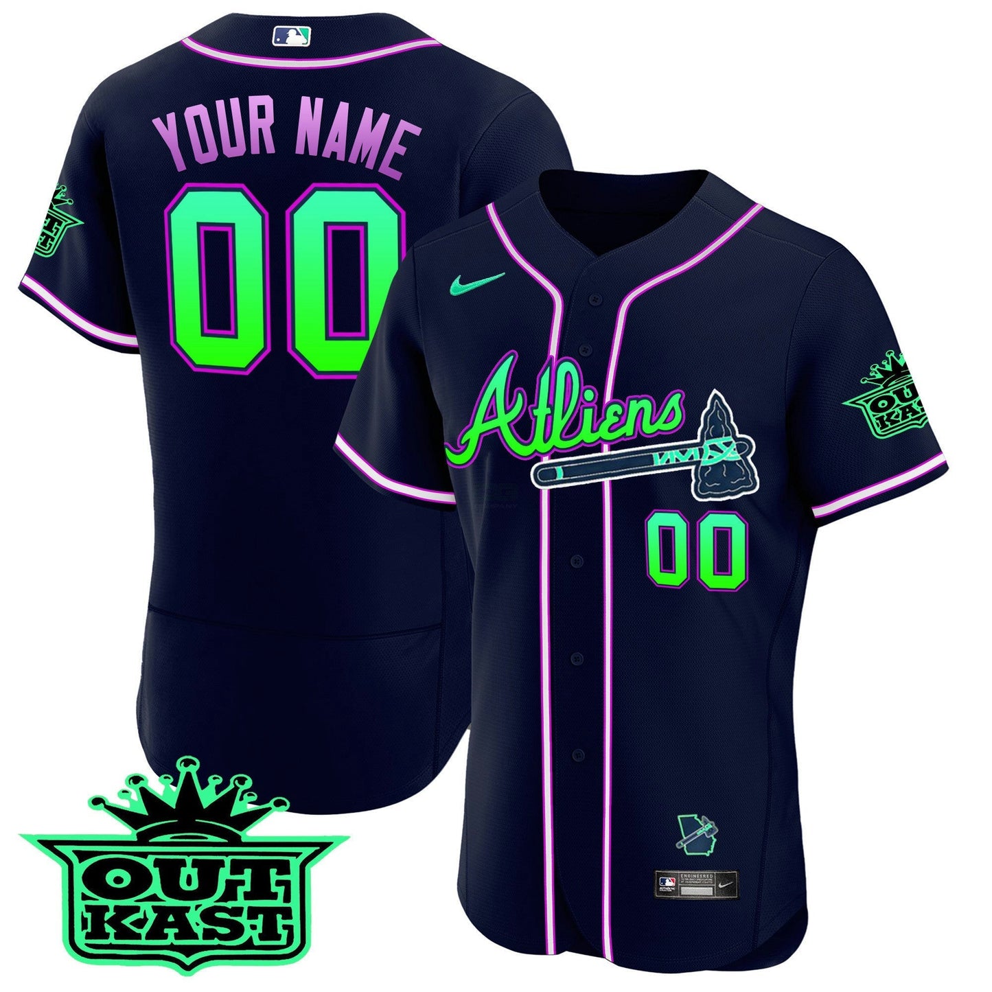 Camisa MLB Atlanta Atliens Flex Base Jersey – Galaxy Version – Stitched