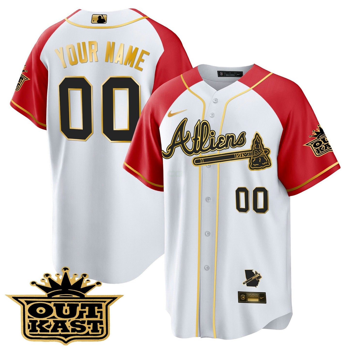 Camisa MLB Atlanta Atliens Gold Alternativa Cool Base Jersey
