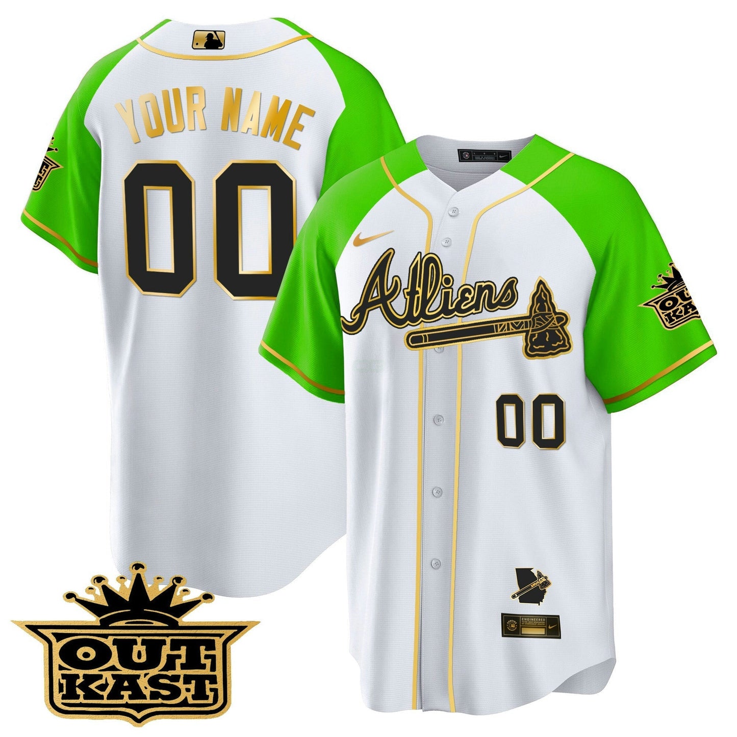 Camisa MLB Atlanta Atliens Gold Alternativa Cool Base Jersey