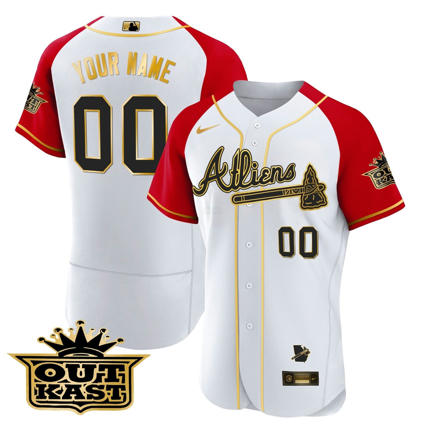 Camisa MLB Atlanta Atliens Gold Alternativa Flex Base Jersey