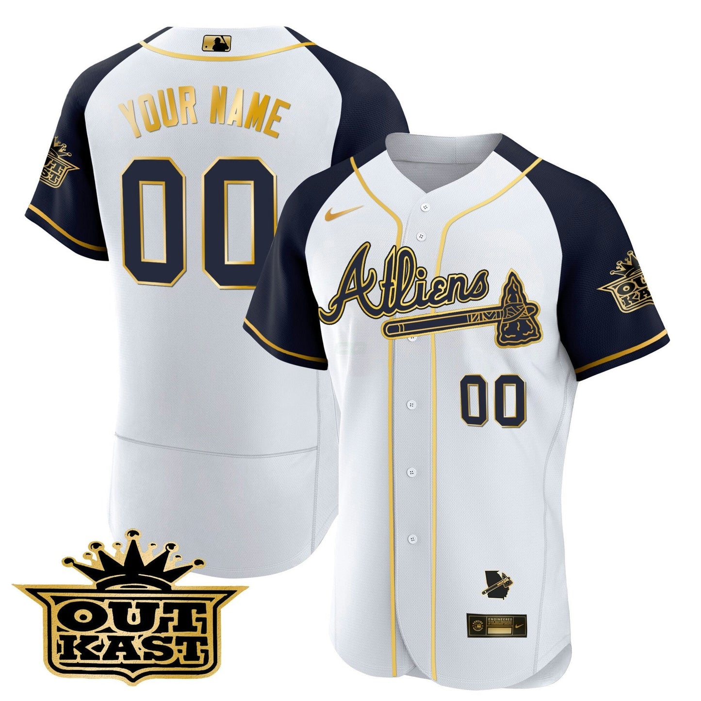 Camisa MLB Atlanta Atliens Gold Alternativa Flex Base Jersey