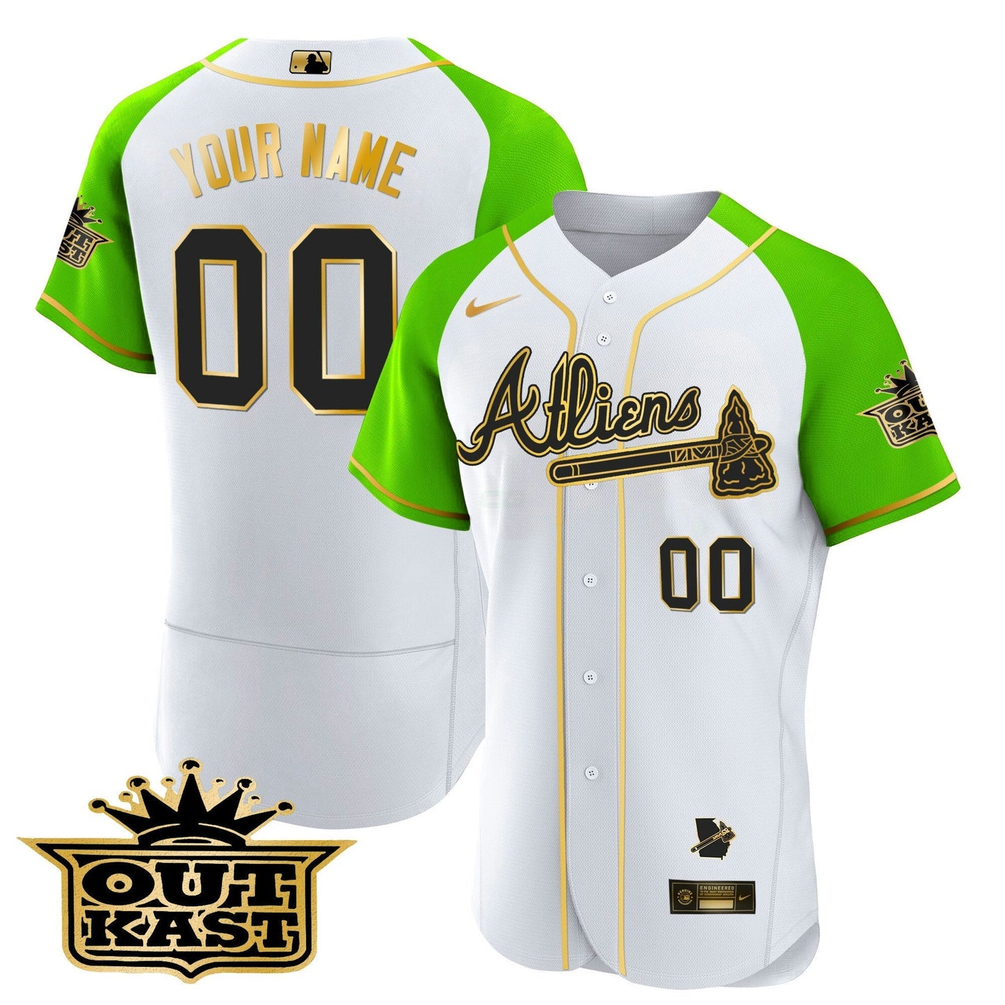 Camisa MLB Atlanta Atliens Gold Alternativa Flex Base Jersey