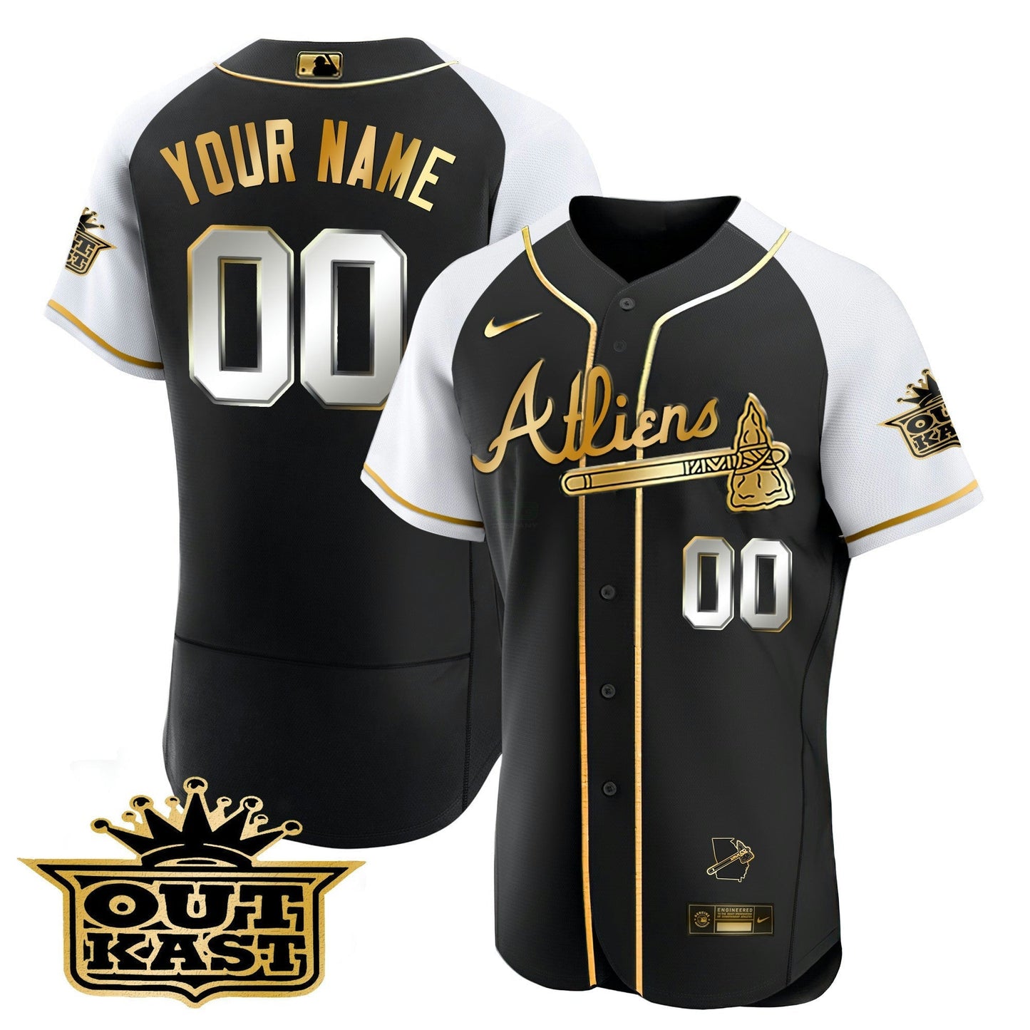 Camisa MLB Atlanta Atliens Gold Alternativa Flex Base Jersey