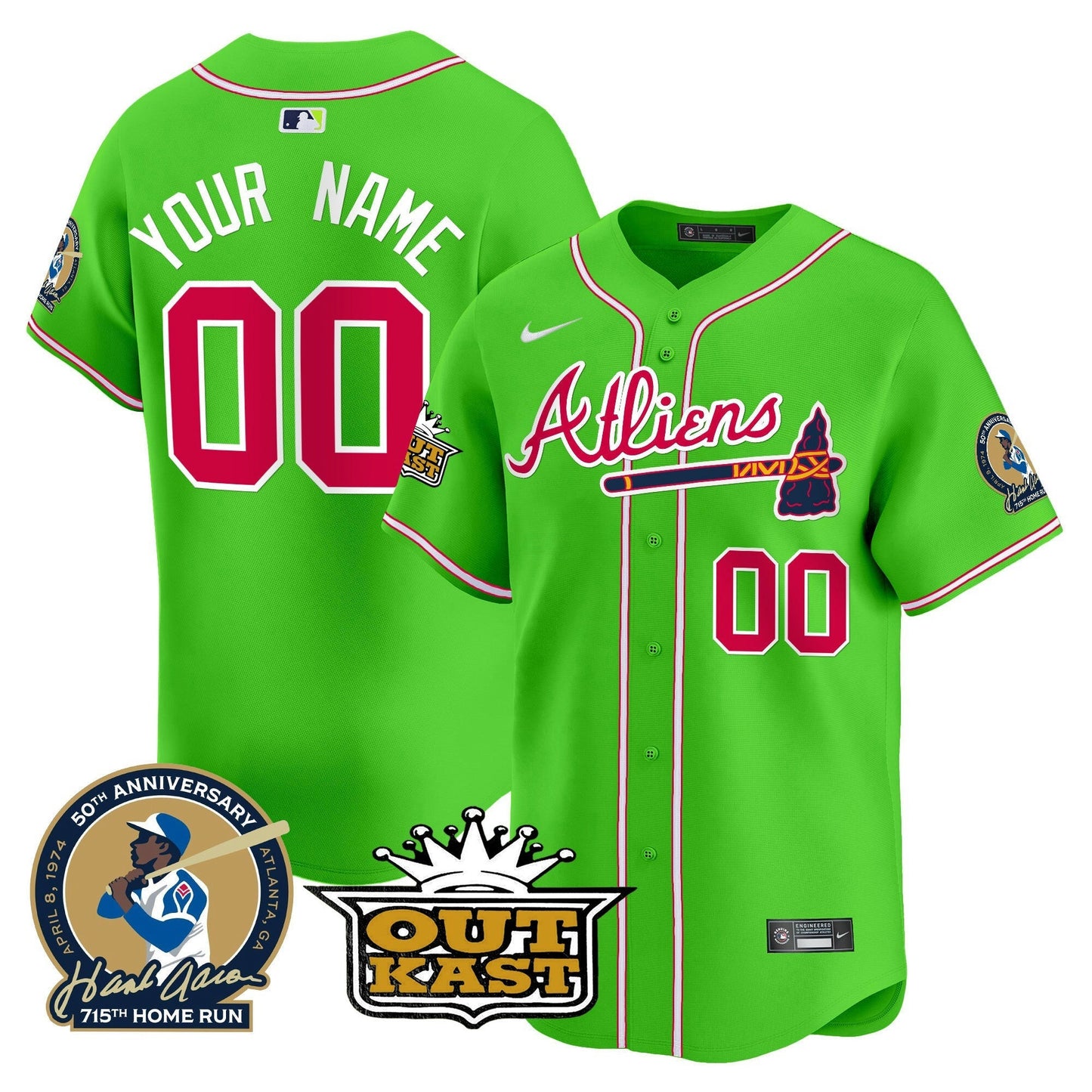 Camisa MLB Atlanta Atliens & Hank Aaron Patch Vapor Premier Limited Jersey