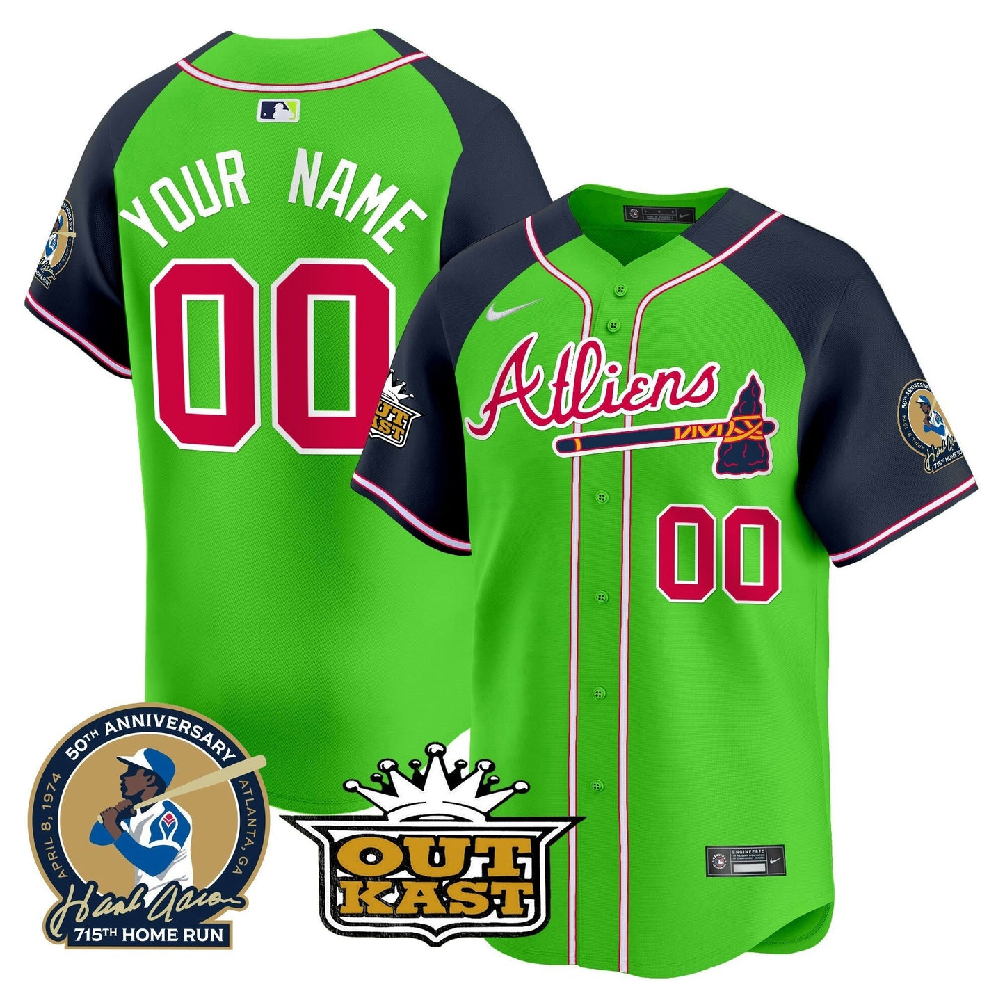 Camisa MLB Atlanta Atliens & Hank Aaron Patch Vapor Premier Limited Jersey