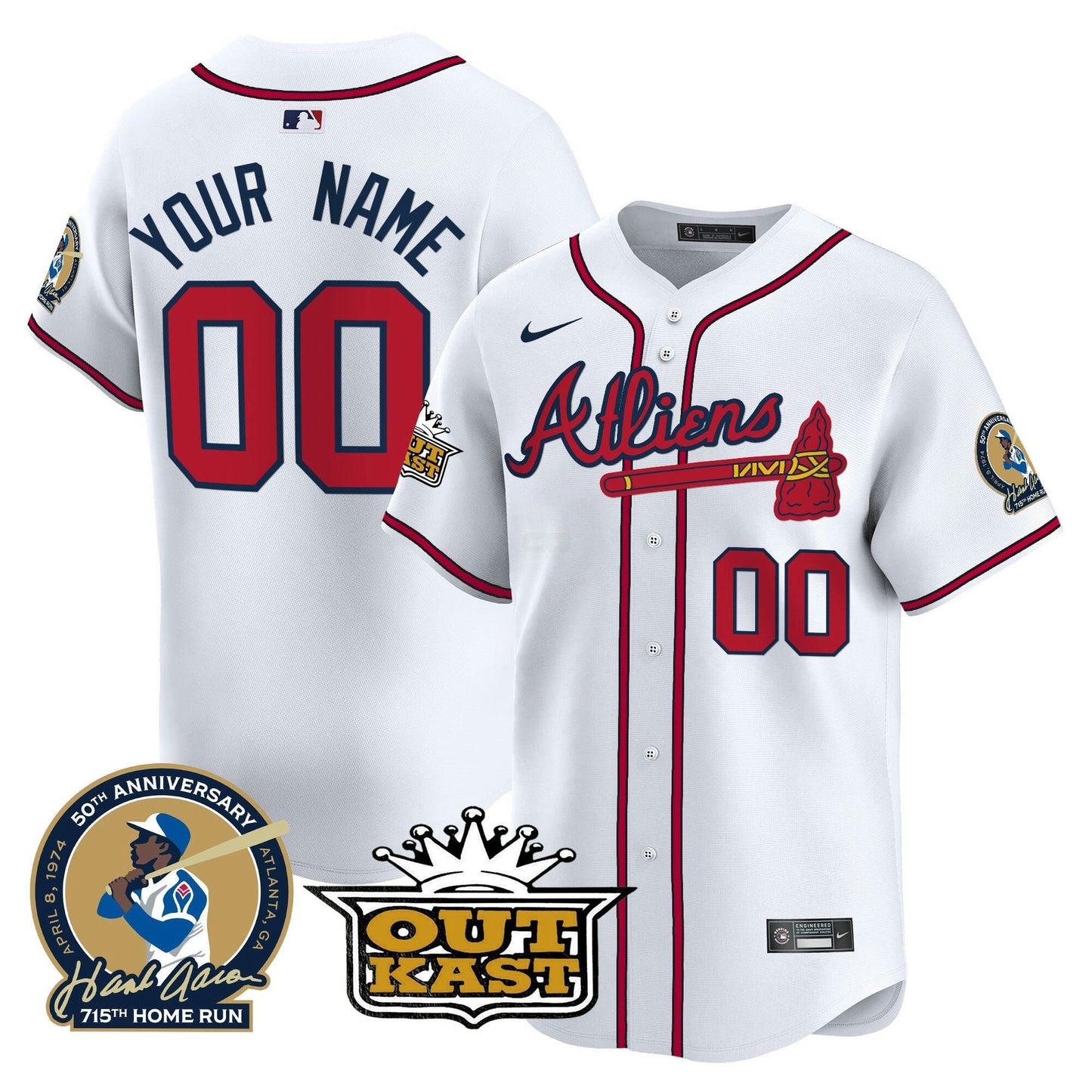 Camisa MLB Atlanta Atliens & Hank Aaron Patch Vapor Premier Limited Jersey