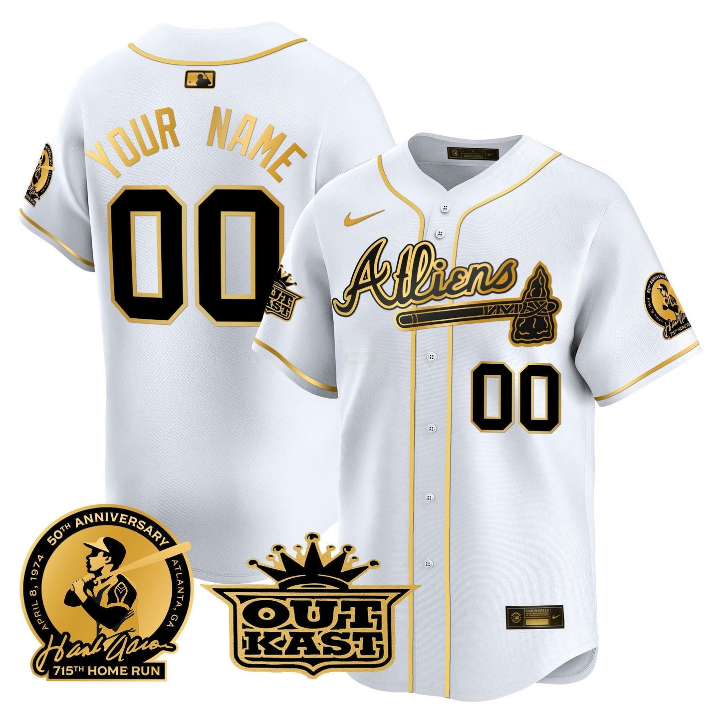 Camisa MLB Atlanta Atliens & Hank Aaron Patch Vapor Premier Limited Jersey