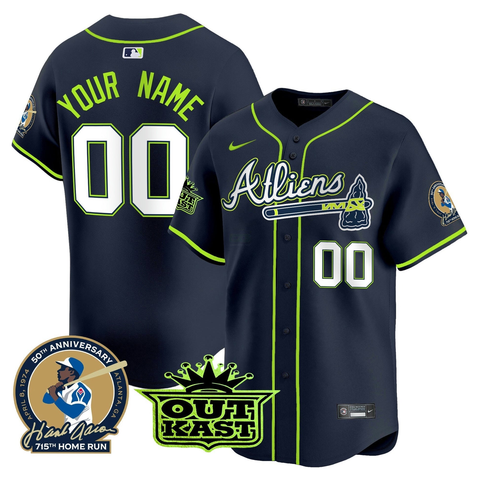 Camisa MLB Atlanta Atliens & Hank Aaron Patch Vapor Premier Limited Jersey