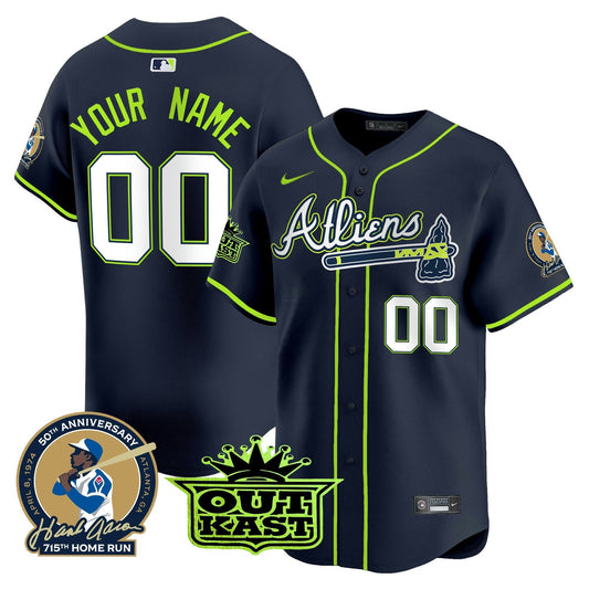 Camisa MLB Atlanta Atliens & Hank Aaron Patch Vapor Premier Limited Jersey