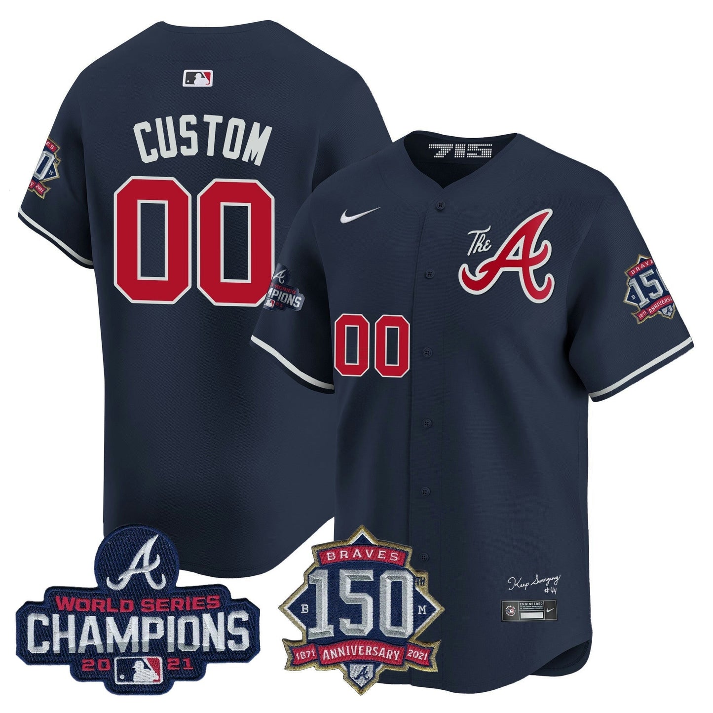 Camisa MLB Atlanta Champions & 150th Patch Vapor Premier Limited Jersey