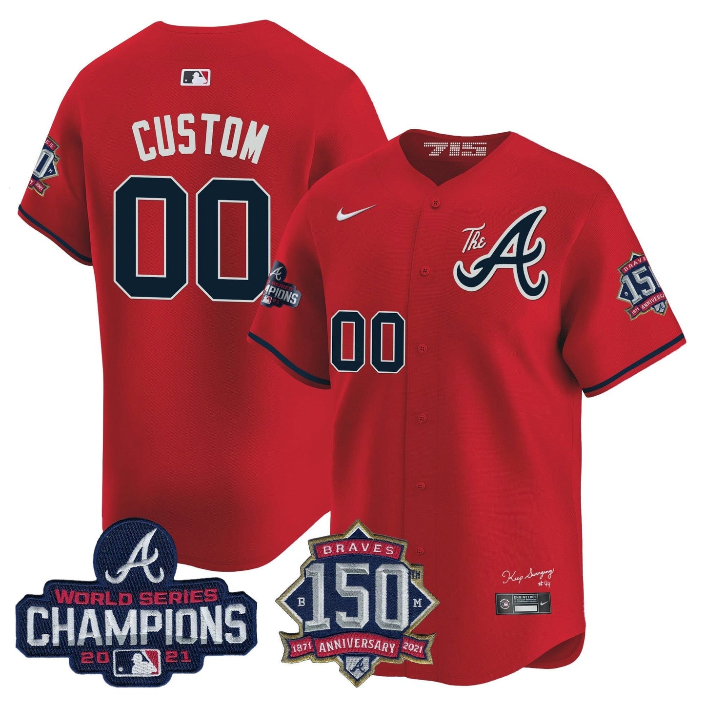 Camisa MLB Atlanta Champions & 150th Patch Vapor Premier Limited Jersey