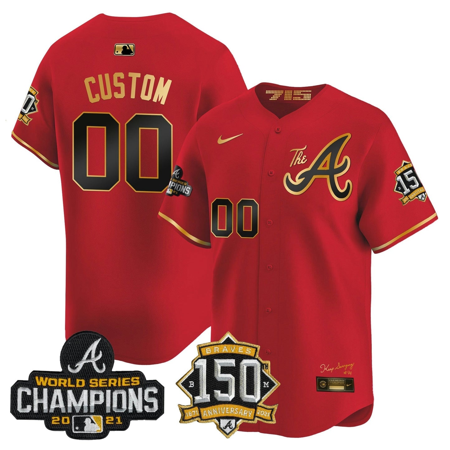Camisa MLB Atlanta Champions & 150th Patch Vapor Premier Limited Jersey