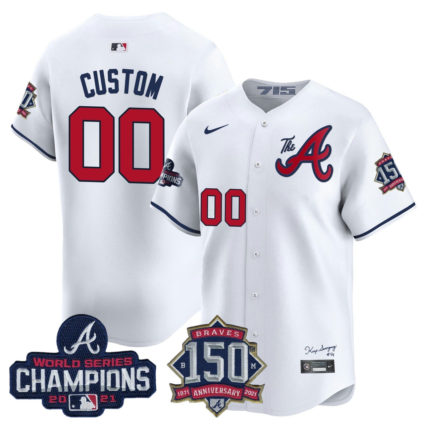 Camisa MLB Atlanta Champions & 150th Patch Vapor Premier Limited Jersey