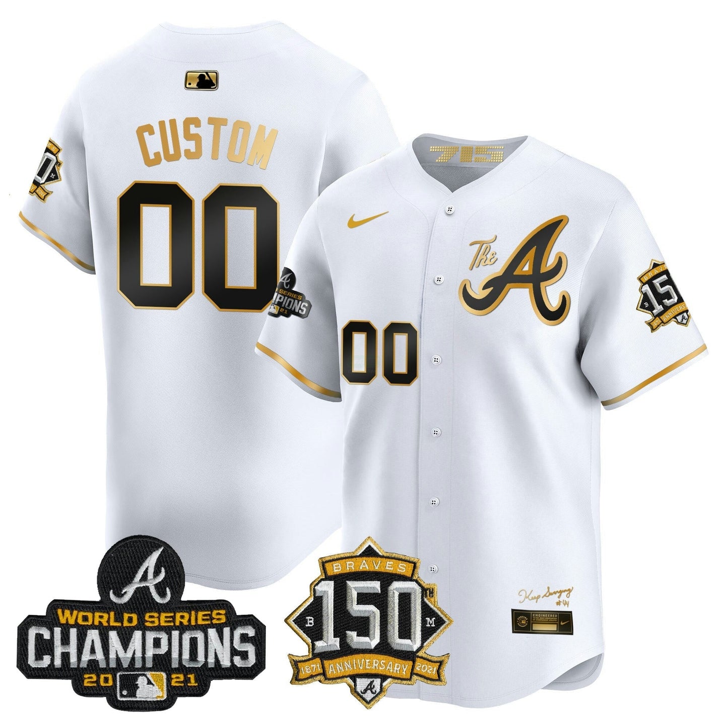 Camisa MLB Atlanta Champions & 150th Patch Vapor Premier Limited Jersey
