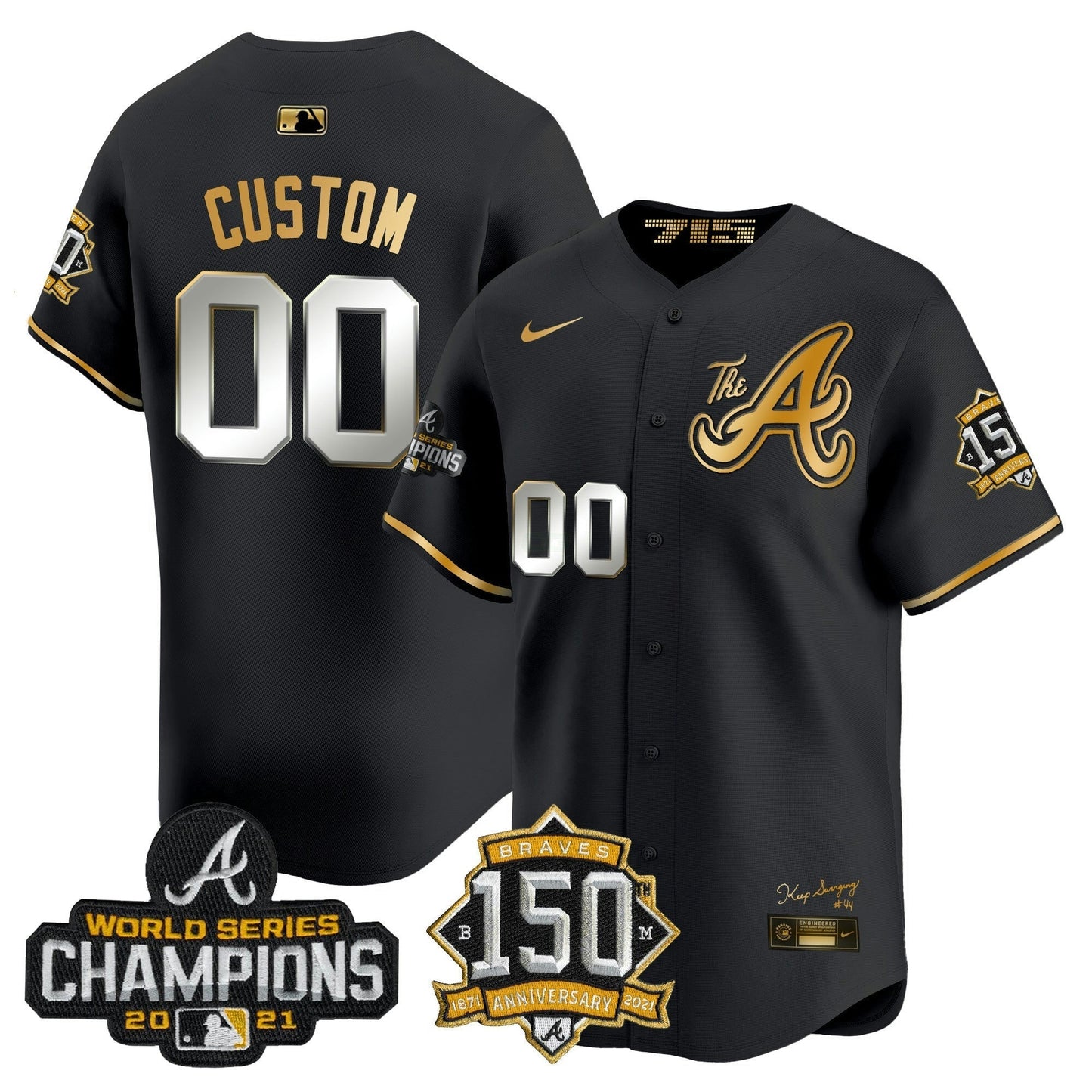 Camisa MLB Atlanta Champions & 150th Patch Vapor Premier Limited Jersey