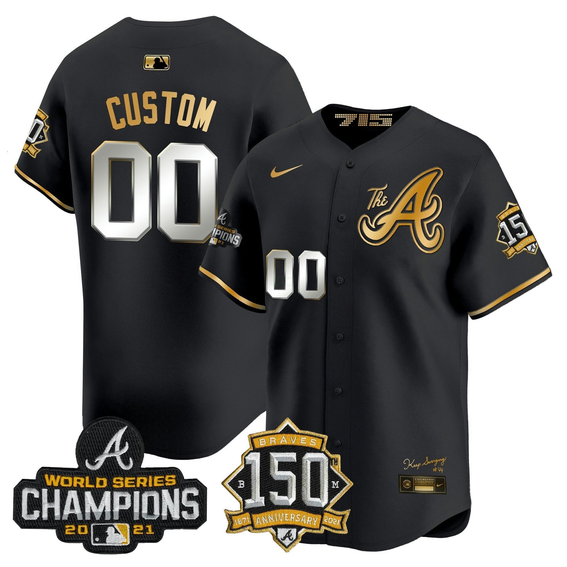 Camisa MLB Atlanta Champions & 150th Patch Vapor Premier Limited Jersey