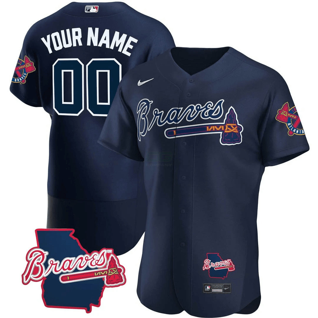 Camisa MLB Atlanta Georgia State Patch Jersey – Azul Marinho