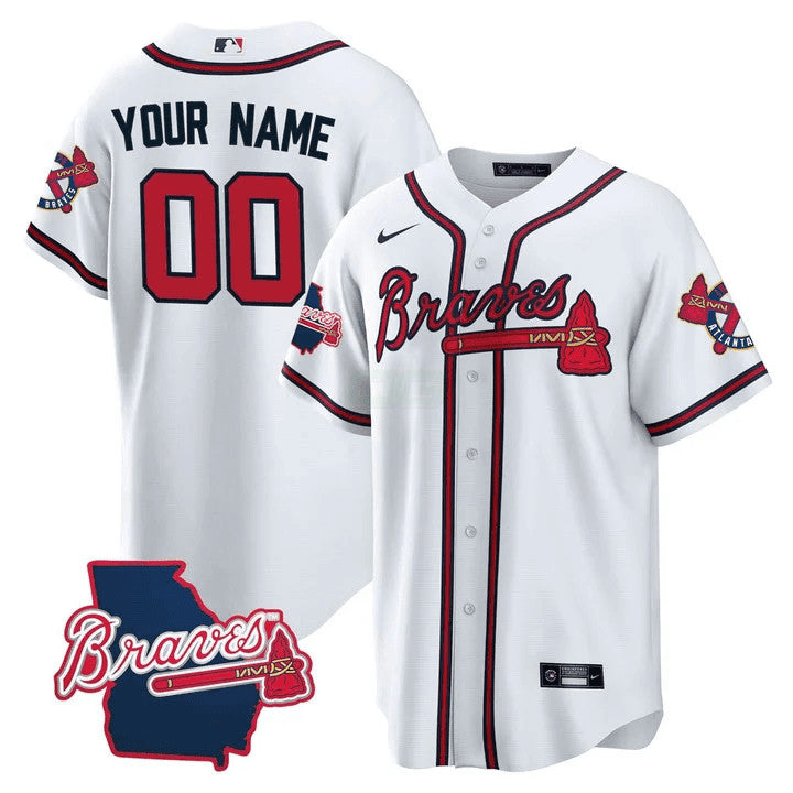 Camisa MLB Atlanta Georgia State Patch Jersey – Branca