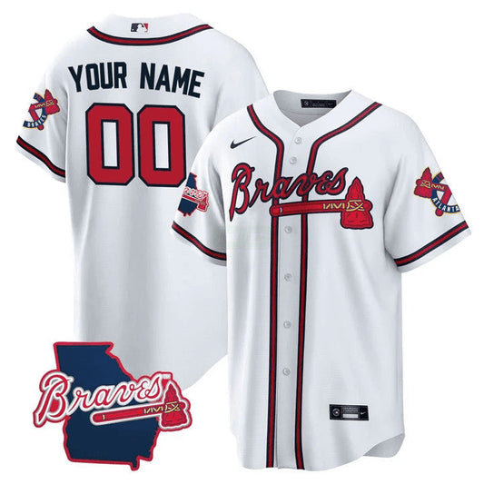 Camisa MLB Atlanta Georgia State Patch Jersey – Branca