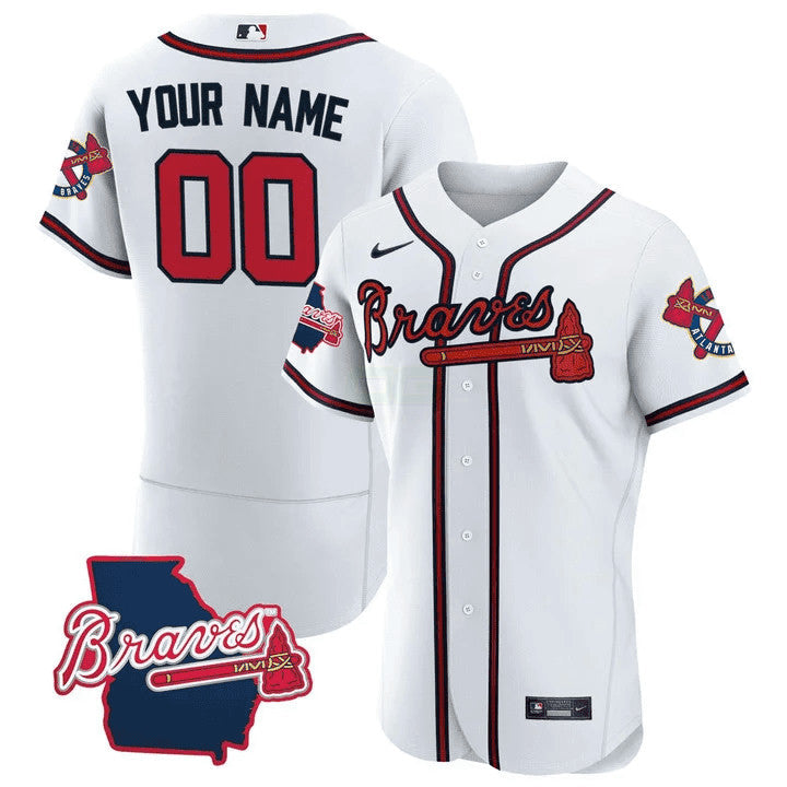 Camisa MLB Atlanta Georgia State Patch Jersey – Branca