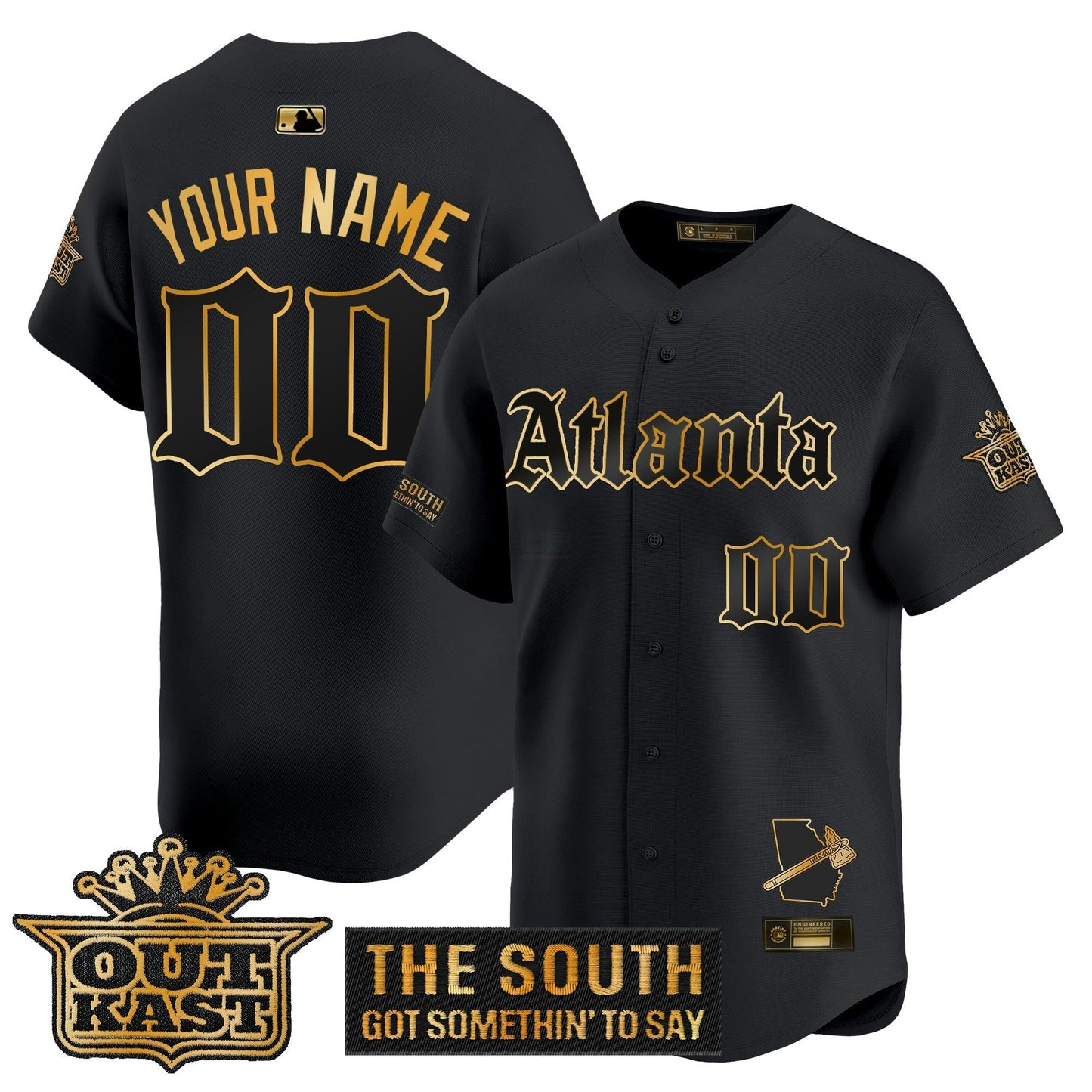 Camisa MLB Atlanta ‘Gothic South x Outkast Edition’ Dourada Vapor Premier Limited Jersey