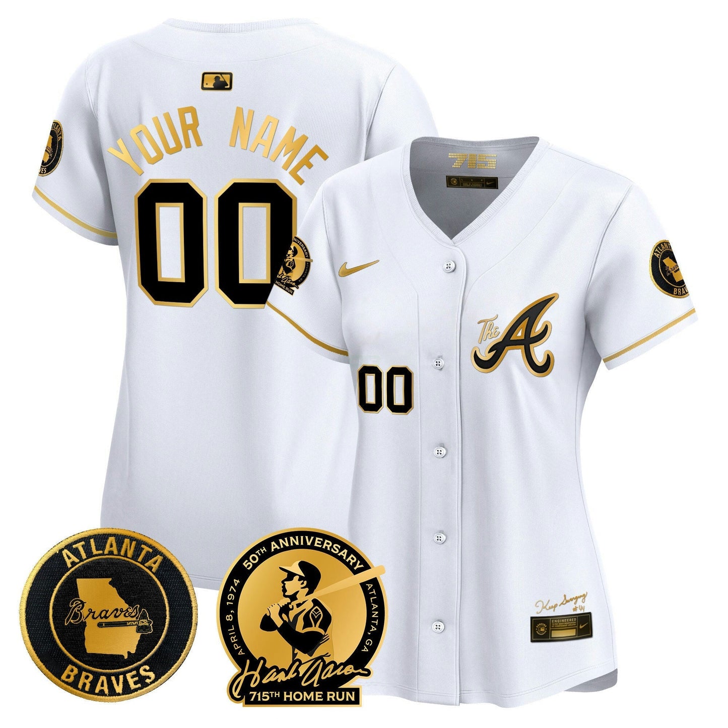 Camisa MLB Atlanta Hank Aaron 715th Home Run Patch Vapor Premier Limited Jersey V2