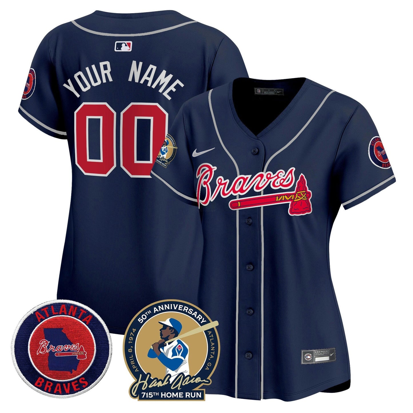 Camisa MLB Atlanta Hank Aaron 715th Home Run Patch Vapor Premier Limited Jersey