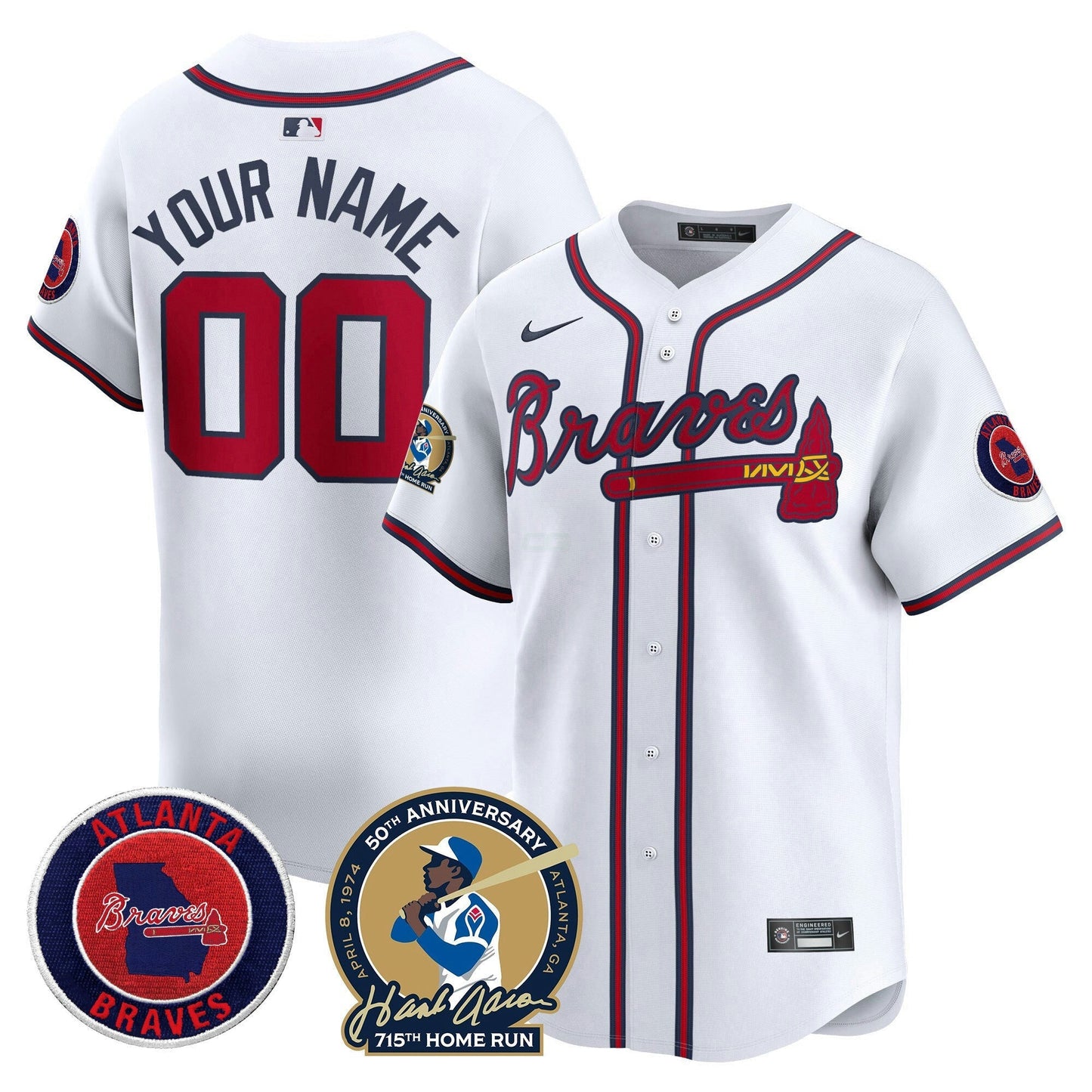 Camisa MLB Atlanta Hank Aaron 715th Home Run Patch Vapor Premier Limited Jersey