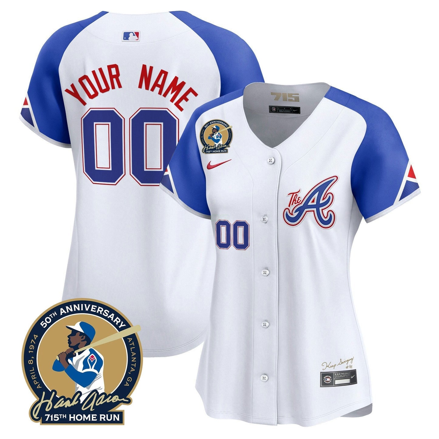 Camisa MLB Atlanta Hank Aaron 715th Home Run Patch Vapor Premier Limited Jersey V2