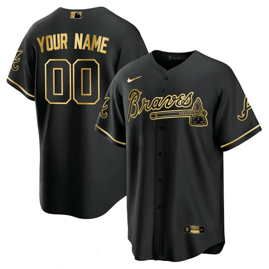 Camisa MLB Atlanta Preta Dourada & Branca Dourada Jersey