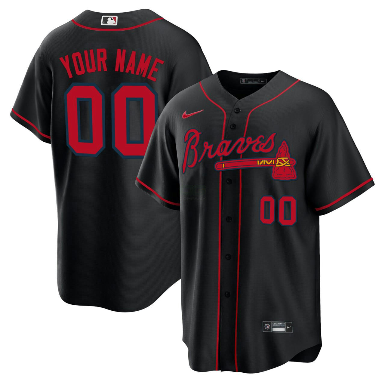 Camisa MLB Atlanta Preta Vermelha Cool Base Jersey