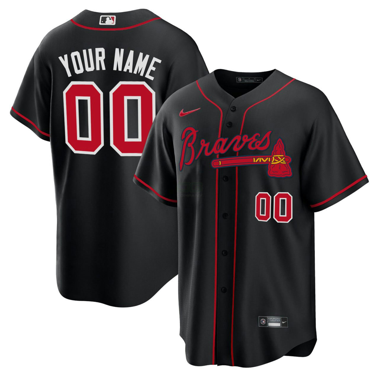 Camisa MLB Atlanta Preta Vermelha Cool Base Jersey