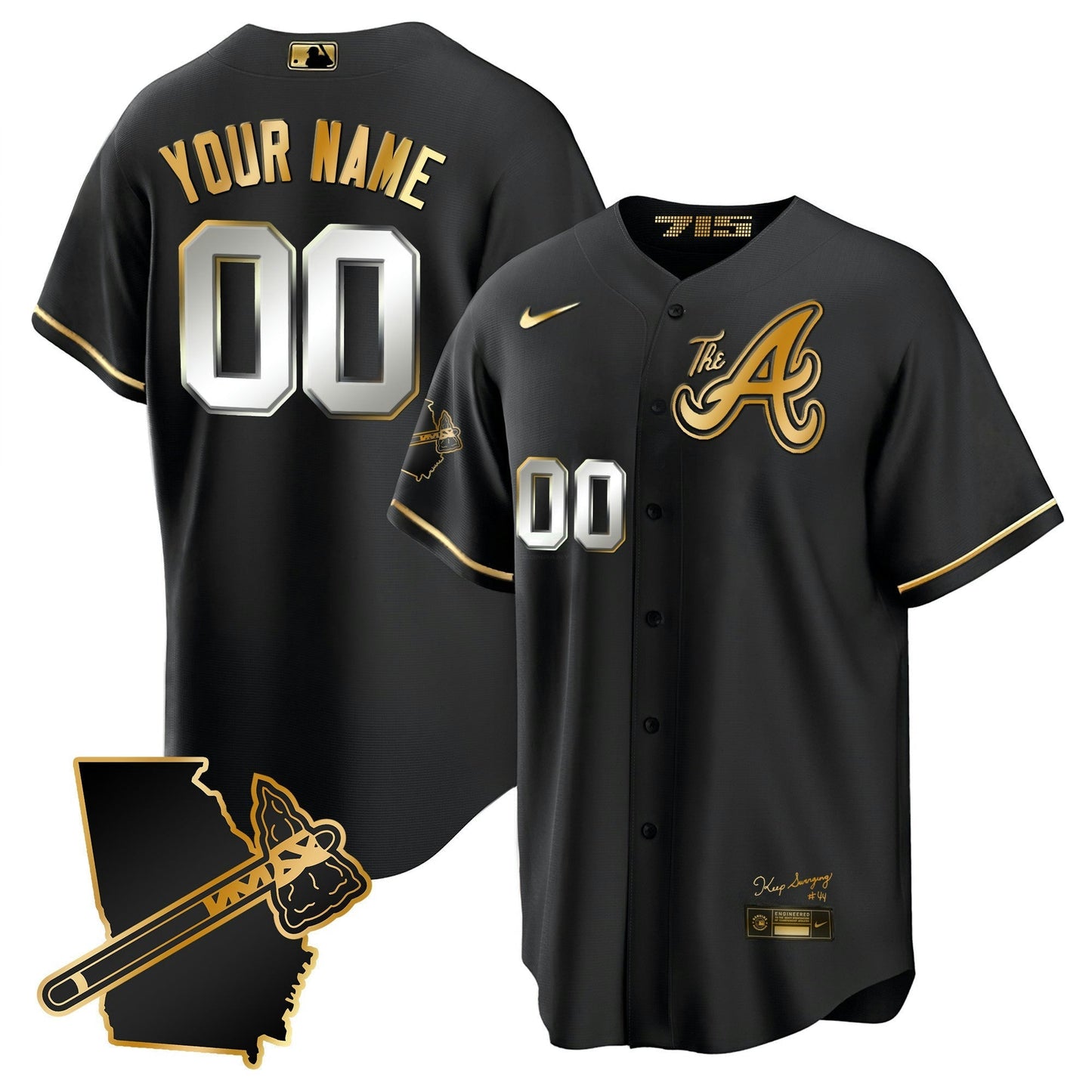 Camisa MLB Atlanta The A Dourada Cool Base Jersey – Georgia Patch