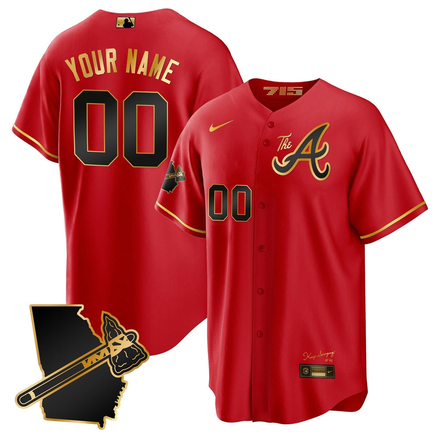 Camisa MLB Atlanta The A Dourada Cool Base Jersey – Georgia Patch