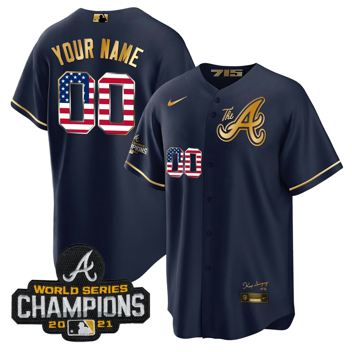 Camisa MLB Atlanta The A Dourada Flag Jersey